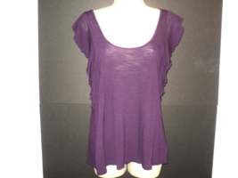 American Eagle Outfitters Festival T Women&#39;s Size M Purple Flutter Sleeves - £12.95 GBP