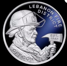2023 1 Oz Silver Lebanon Fire District Challenge Coin Gary Marks/Heidi Wastweet - £90.86 GBP