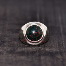Smooth Round Bloodstone Ring Handmade Solid 925K Silver March Birthstone Gifts - £42.86 GBP
