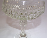 Vintage Indiana Glass Clear Pedestal Dish With Diamond Cut Design Beauti... - $13.31