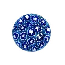 Vintage Concentric Rings Millefiori Canes Candy 2&quot; Dia Paperweight Blue White - £45.53 GBP