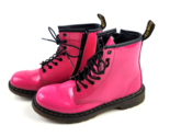 Dr. Martens Girls Size 3 Delaney Combat Ankle Boots Glossy Pink w/Side Z... - $24.74