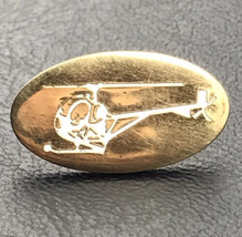 Helicopter Pin Gold Tone White Enamel Vintage By ADSCO - £9.71 GBP