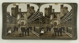 Vintage Stereoscope Card Underwood S535 Bridge &amp; Castle Medieval Conway Wales - £8.73 GBP