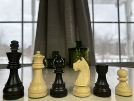 New Large Weighted Handmade Wooden Staunton Chess Pieces 4 in King EXTRA... - $61.38