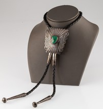 Argento Sterling Turchese Bolo Cravatta Con Incagliato Pelle Cinturino e... - $7,790.69 MXN