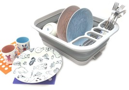 RV Camper Kitchen Accessories Collapsible Compact Dish Drainer Drying Rack Set - £18.08 GBP