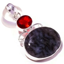Dendritic Agate,Red Apatite Gemstone 925 Silver Overlay Handmade Artisan Pendant - £8.58 GBP
