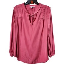 Chico&#39;s 3(16) Top Sea Island Pink Polyester Blouse Fashion Top Pleated Flowy - £19.26 GBP