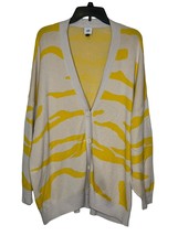 CAbi Women Sweater Tiger Striped Knitted V-Neck Roar Zebra Cardigan Yellow Large - £23.72 GBP