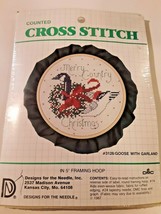 Counted Cross Stitch Merry Country Christmas #3126 Goose With Garland New Sealed - $9.79