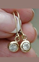 1Ct Rund Künstlicher Diamant Tropfen-Ohrringe Solid 14K Gelbes Gold Überzogener - £45.63 GBP