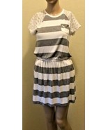 Abercrombie Kids Knit Dress Size 13/14 Gray &amp; White Striped - £15.00 GBP