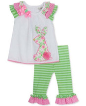 Rare Editions Toddler Girls 2-Pc. Ruffled Bunny Top and Leggings Set 2T/2 - £26.64 GBP