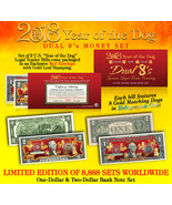 USA $1 $2 Doller Bill Set 2018 Chinese New YEAR OF DOG Gold Hologram Cer... - £20.84 GBP