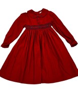 Christie Brooks 6X Vintage Red Long Sleeve Smocked Holiday Dress - $913.89 MXN