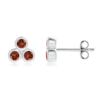 ANGARA 0.24 Ct Bezel Set Garnet Trio Cluster Stud Earrings in Silver (AAA, 2mm) - $134.10