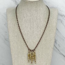 Beaded Charm Gold Tone Chain Link Necklace - £5.44 GBP