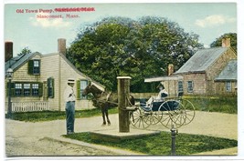 Old Town Pump Horse Buggy Slasconset Massachusetts 1910c postcard - £5.41 GBP