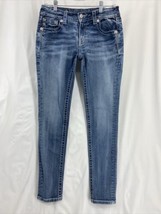 Miss Me Signature Skinny Sz 29 Womens Rhinestone Thick Stitch Denim Jeans JE8510 - £22.40 GBP