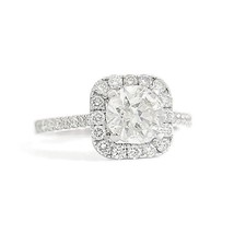 Authenticity Guarantee 
Cushion Halo Round Diamond Engagement Ring 18K White ... - £4,094.93 GBP