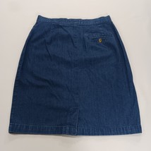 Talbots Petites Women's Blue Cotton Front Zipper Denim Skirt Pockets Size 8 image 12