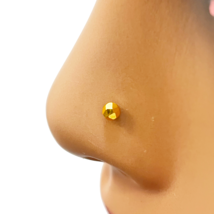 22ct Yellow Gold Plain Gold Diamond Cut Design Single Nose Stud 2.8mm - $102.51