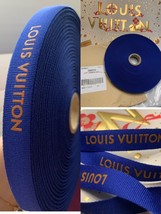 One Full Roll/Spool 50M Louis Vuitton Blue Ribbon w/Gold Logo Accent 1/2" Wide - $158.39