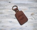 Leather keychain with personalization rectangular brown drive safe thumb155 crop