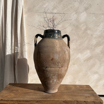 Large Antique Terracotta Vase, Rustic Turkish Pottery, Primitive Jug, Aged Vesse - £438.83 GBP