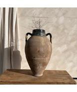 Large Antique Terracotta Vase, Rustic Turkish Pottery, Primitive Jug, Ag... - £437.88 GBP