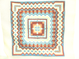 Bargello Needlepoint Hand Made Picture or Pillow Front 1970&#39;s Rust, Blue... - £83.52 GBP