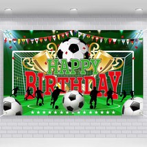 Soccer Party Backdrop Sports Themed Party Decoration Soccer Happy Birthday Banne - £10.43 GBP