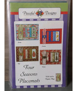 Pieceful Designs Four Seasons Placemats Quilt Pattern Built In Napkin Ri... - $9.50