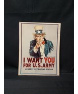 1974 Uncle Sam Recruitment Poster I WANT YOU, US Army Stamped Mundelein ... - $63.37 CAD