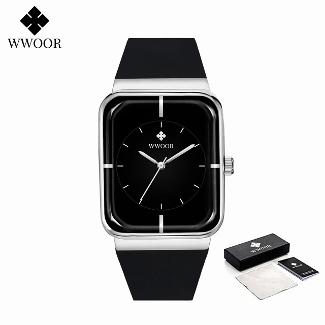 Watch For Men Fashion Casual Waterproof Wristwatches Male Silicone Strap Square  - $36.00