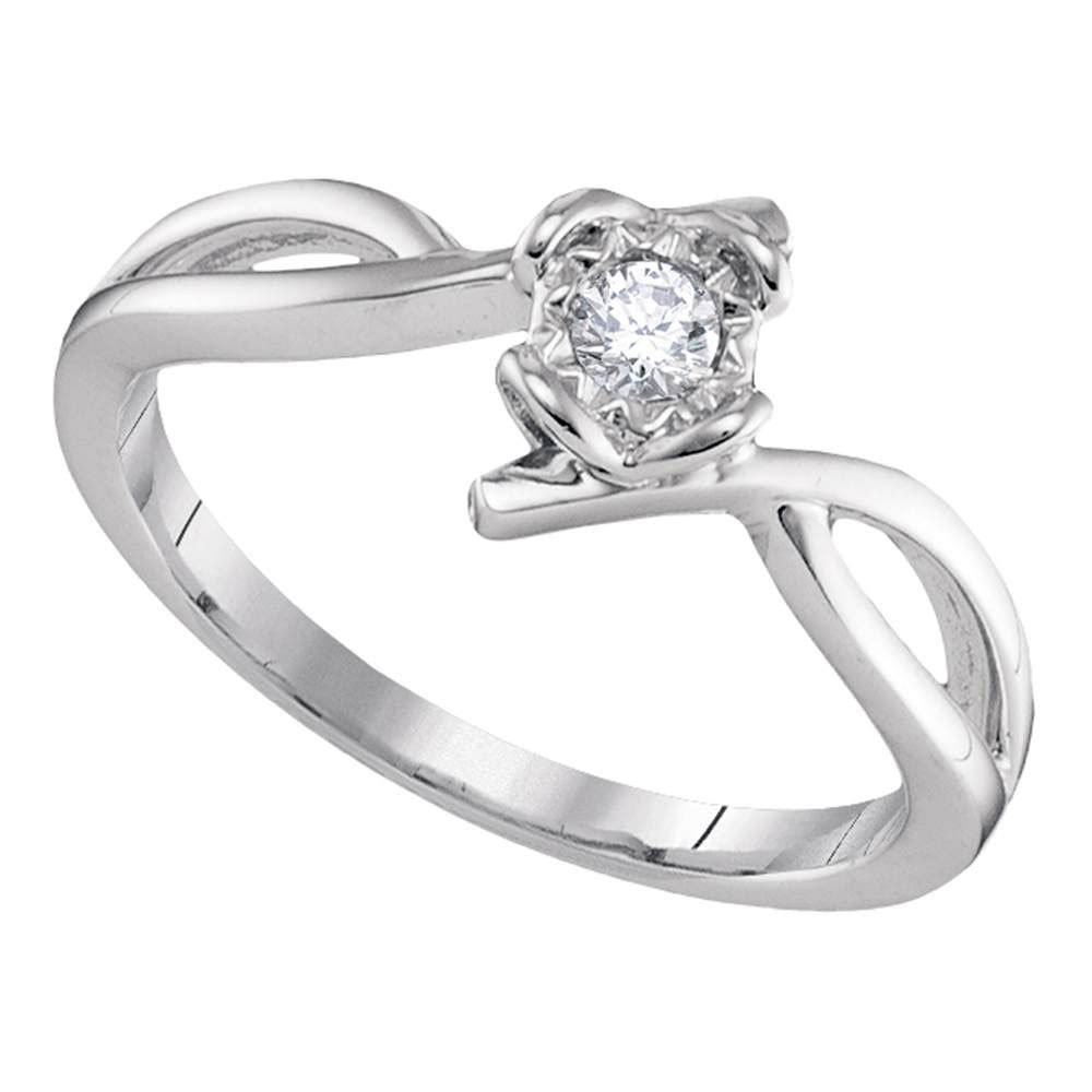 10kt White Gold Womens Round Diamond Solitaire Promise Bridal Ring 1/8 Cttw