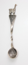 Peru Coat Of Arms Salt Spoon Bowl Twisted Handle Llama Top Marked 925 - $22.87