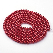 216 Glass Pearls Red Beads 4mm BULK Double Strand 32&quot; Wholesale Supplies - £4.29 GBP