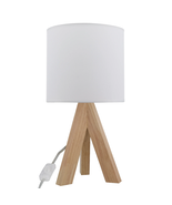 Tripod Oak Table Lamp with Classic White Fabric Shade, 16.75&quot;H, One Size - $900.98 MXN