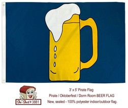 Pirates Beer Mug Blue Flag 3&#39; x 5&#39; Flag - new Oktoberfest Beer Flag - $9.95
