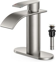 FORIOUS Waterfall Bathroom Faucets Single Hole, Single Handle Bathroom Sink - £30.68 GBP