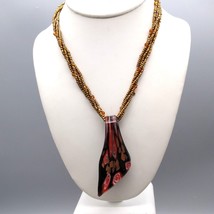 Murano Glass Stretched Millefiori Pendant, Dichroic Copper Fluss Art Glass - $35.80