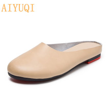 Women Slippers Spring New Genuine Leather Women Shoes big Size 41 42 43 Flat Cas - £26.62 GBP