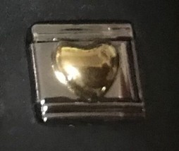 Raised Gold Heart Wholesale Italian Charm Enamel Link 9MM K50 - £11.85 GBP