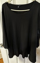 Blouse Lands&#39; End Tunic Top Black Pleated Bottom 65% Rayon 30% Nylon 5% Spandex - £13.11 GBP