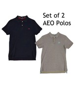 Set of 2 AMERICAN EAGLE OUTFITTERS Men&#39;s M Vintage Fit Polo Shirts Gray ... - $39.70 CAD