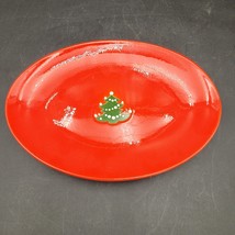 Waechtersbach Christmas Tree Holiday Red Oval Serving Platter - 7.5&quot; x 10.5&quot; - £21.08 GBP