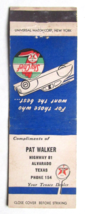 Pat Walker Texaco Dealer Sky Chief - Alvarado, Texas 20 Strike Matchbook Cover - £1.37 GBP