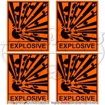 EXPLOSIVE EXPLOSIV Safety Warning Sign, Explosion Danger 50mm Aufkleber x4 - $4.23